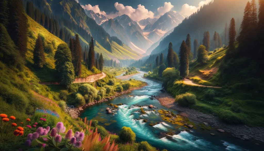  image depicting the captivating landscape of the Lidder River in Kashmir
